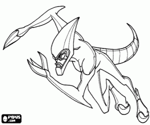 XLR8, an alien from Ben 10 coloring page