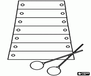 Xylophone, percussion instrument coloring page