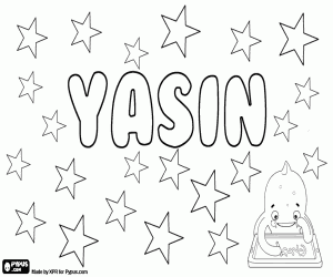 Yasin, name for boy coloring page