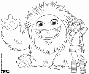 Yi and Everest from Abominable coloring page
