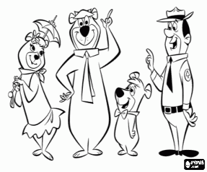 Yogi Bear protagonists coloring page
