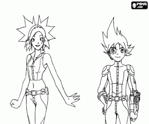 Yoko and Brett from Team Galaxy coloring page