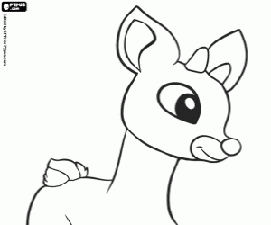 A young Christmas reindeer coloring page