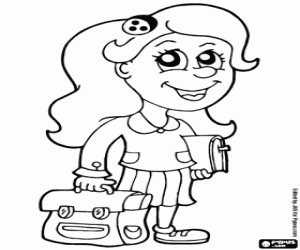 The young girl goes to high school coloring page