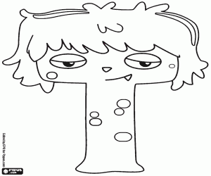 The young monster of the letter T coloring page