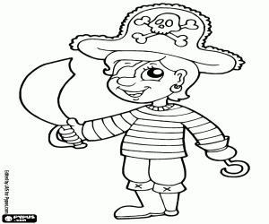 A young pirate coloring page