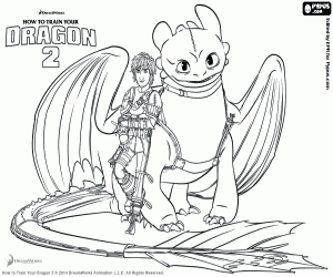 The young viking with his dragon coloring page