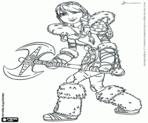 The young viking warrioress Astrid coloring page