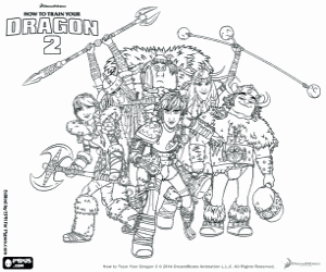 The young vikings of Berk coloring page