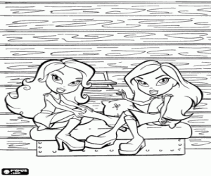 Young women sitting, Bratz coloring page