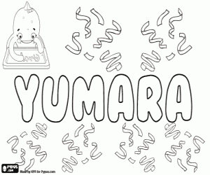 Yumara, feminine name coloring page