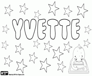 Yvette, french and english name coloring page
