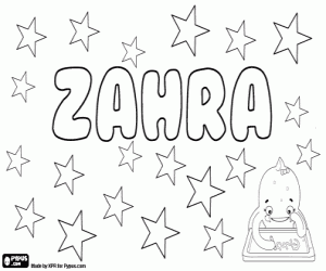 Zahra, name for girl coloring page
