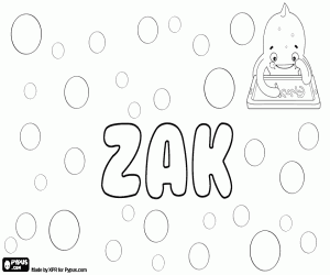 Zak, diminutive male name coloring page