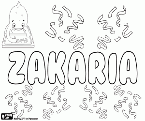 Zakaria, male first name coloring page