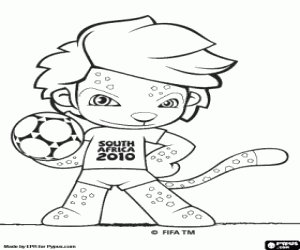 Zakumi, the 2010 World Cup mascot coloring page