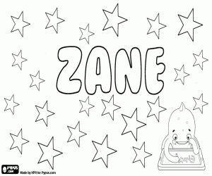 Zane, name in various languages coloring page