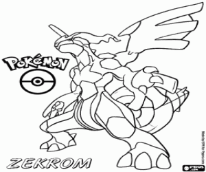 Zekrom, a white pokemon coloring page