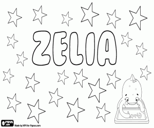 Zelia, name in various languages coloring page