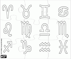 Zodiac puzzle coloring page