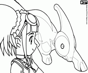 Zoe face and Paris, Dinosaur King coloring page