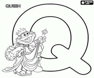 Zoe and the letter Q coloring page
