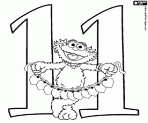 Zoe with a number eleven coloring page