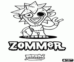 Zommer, character in Moshi Monsters coloring page
