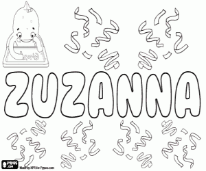 Zuzanna, name for girl coloring page