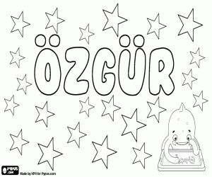Özgür, Turkish unisex name coloring page