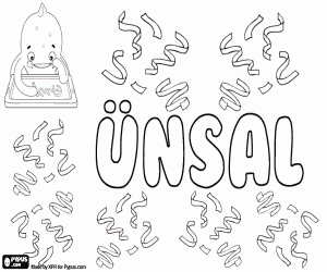 Ünsal, name for child coloring page