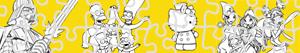 Cartoon characters puzzles coloring pages