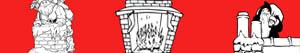 Chimneys and fireplaces on Christmas coloring pages