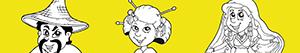 Asia, Arabia and Oceania characters coloring pages